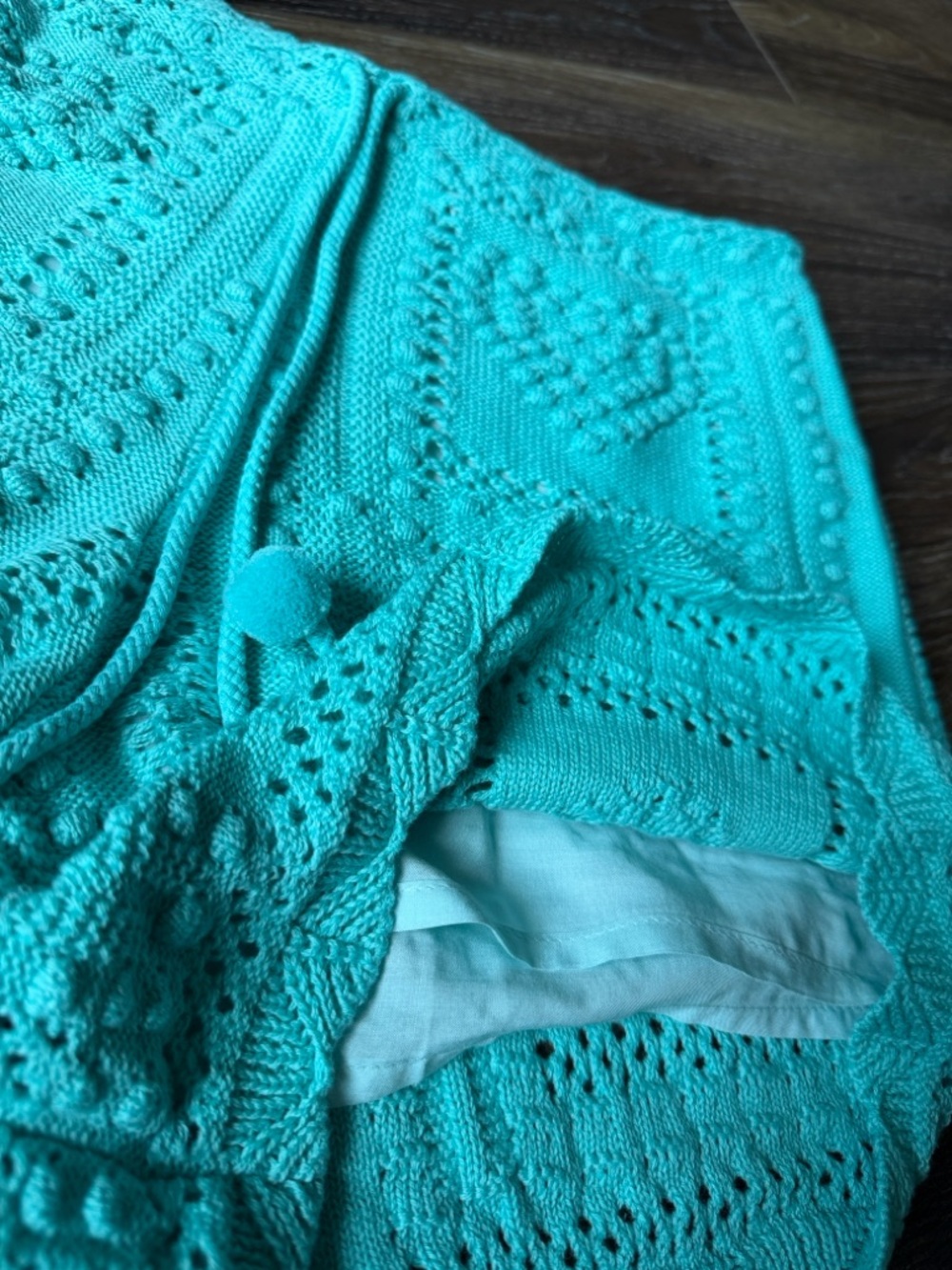 FARM Rio for Anthropologie Aqua Crochet High-Waist Heart Shorts Size XS - Picture 9 of 11